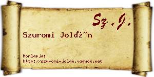 Szuromi Jolán névjegykártya